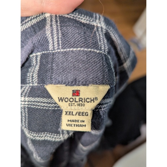 Woolrich XXL Blue White Plaid Flannel Long Sleeve Button Down Shirt - Picture 2 of 4